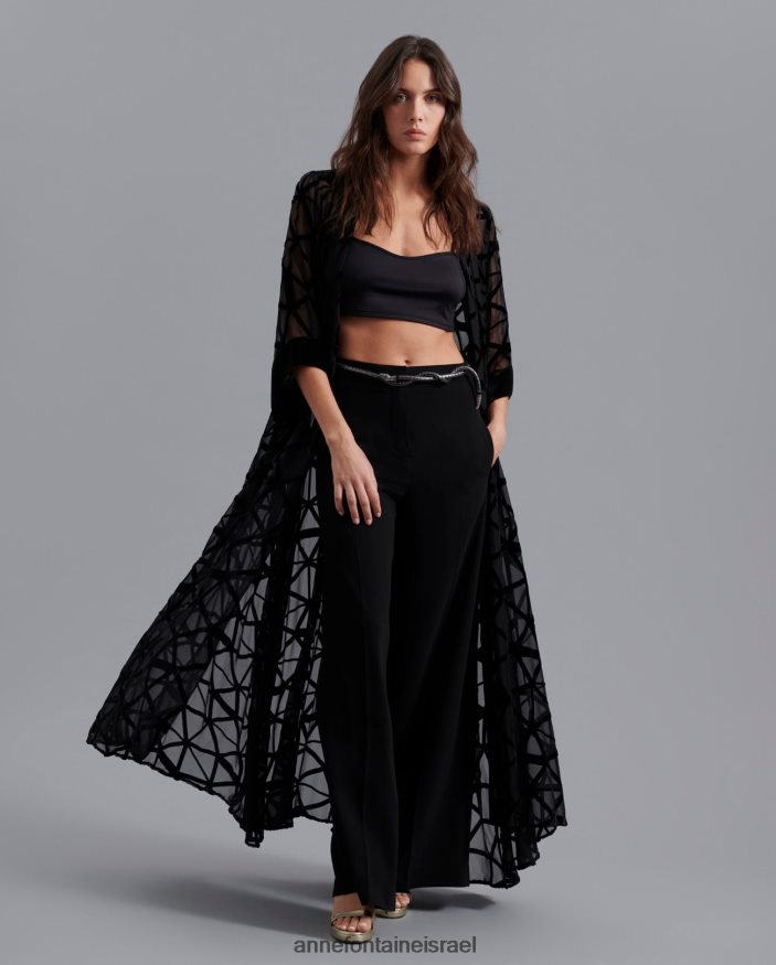 הַלבָּשָׁה Anne Fontaine אבק ארוך מסוג sulwen קימונו עם דפוסי דיבור גיאומטריים שָׁחוֹר נשים DL8V8L450