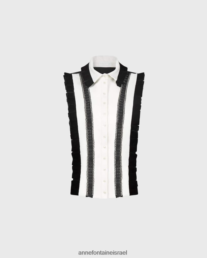 אביזרים Anne Fontaine חזית החולצה של taho וצווארון החולצה לבן שחור נשים DL8V8L579