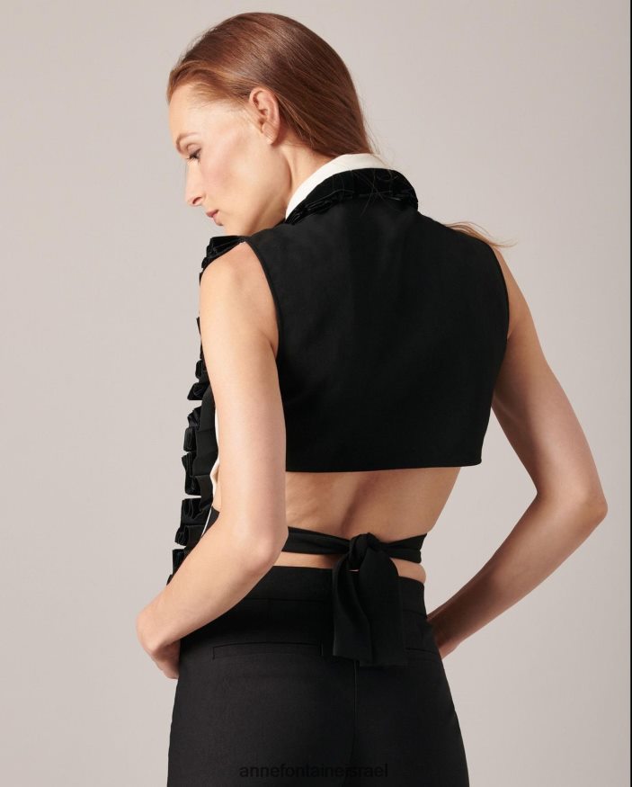 אביזרים Anne Fontaine חזית החולצה של taho וצווארון החולצה לבן שחור נשים DL8V8L579