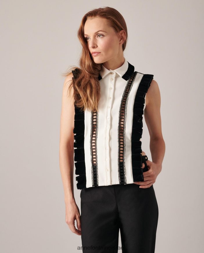 אביזרים Anne Fontaine חזית החולצה של taho וצווארון החולצה לבן שחור נשים DL8V8L579