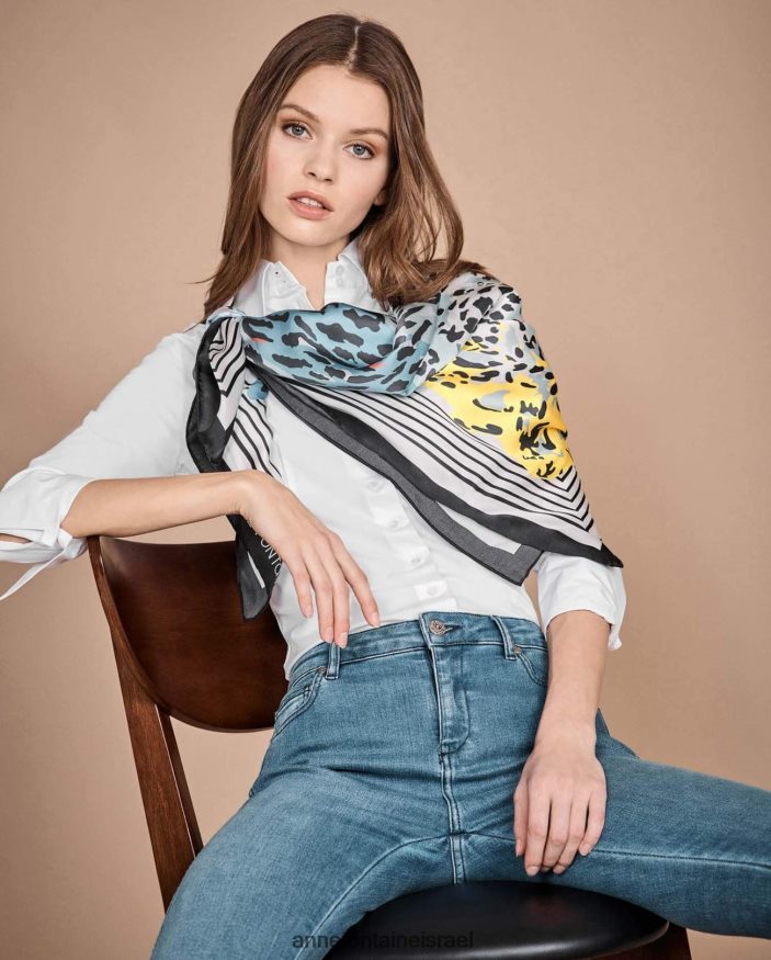 אביזרים Anne Fontaine terrell צעיף נמר צעיף משי בגווני פסטל מסוגנן נשים DL8V8L638