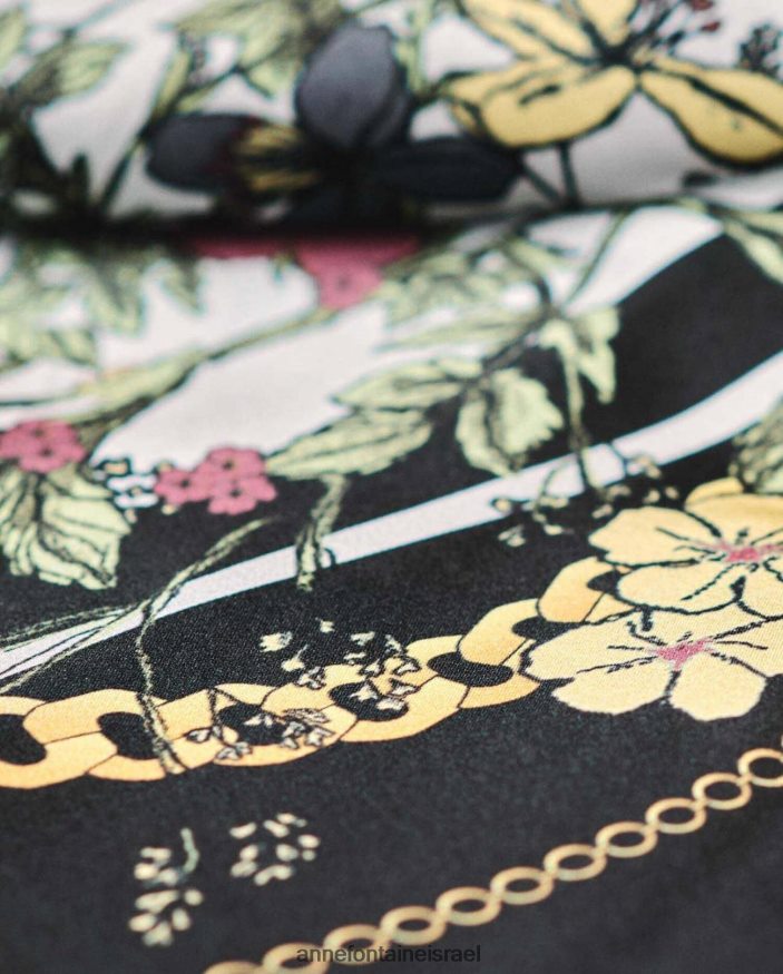 אביזרים Anne Fontaine teva צעיף צעיף משי מרובע עם זרי פרחים פִּרחִי נשים DL8V8L639