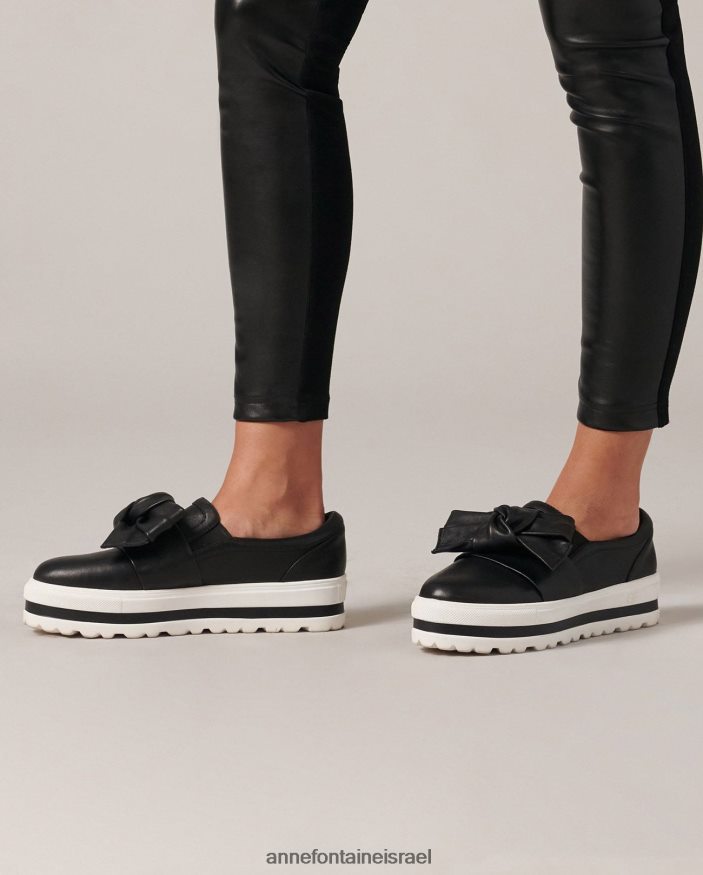 נעליים Anne Fontaine נעלי סניקרס מעור usko עם קשת נשלפת לבן שחור נשים DL8V8L5