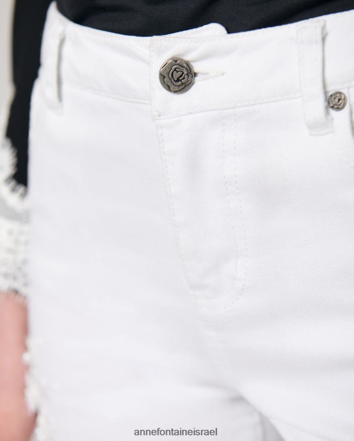 הַלבָּשָׁה Anne Fontaine ג'ינס ג'ינס סטרץ' ג'ינס vala דנים עם פרחים רקומים ומעוטרים לבן נשים DL8V8L351