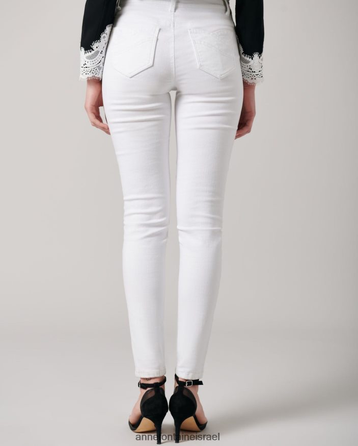 הַלבָּשָׁה Anne Fontaine ג'ינס ג'ינס סטרץ' ג'ינס vala דנים עם פרחים רקומים ומעוטרים לבן נשים DL8V8L351