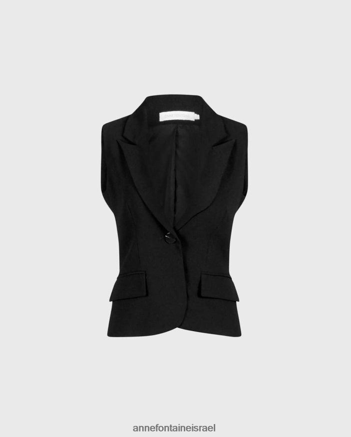 הַלבָּשָׁה Anne Fontaine אפוד varly מחויט כפתור אחד עם דש חריץ שָׁחוֹר נשים DL8V8L414