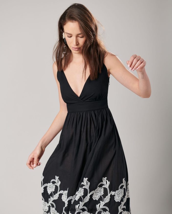 הַלבָּשָׁה Anne Fontaine שמלת vastel שמלת מקסי ללא שרוולים עם קו מותניים של אימפריה שָׁחוֹר נשים DL8V8L92