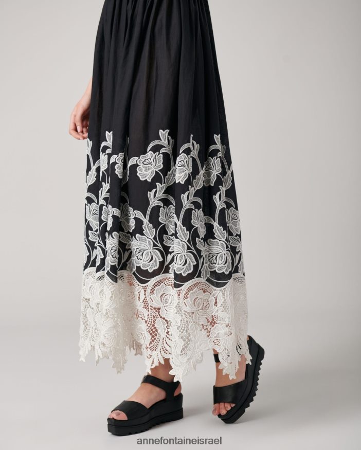 הַלבָּשָׁה Anne Fontaine שמלת vastel שמלת מקסי ללא שרוולים עם קו מותניים של אימפריה שָׁחוֹר נשים DL8V8L92