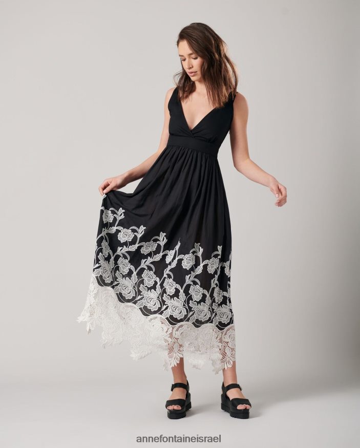 הַלבָּשָׁה Anne Fontaine שמלת vastel שמלת מקסי ללא שרוולים עם קו מותניים של אימפריה שָׁחוֹר נשים DL8V8L92