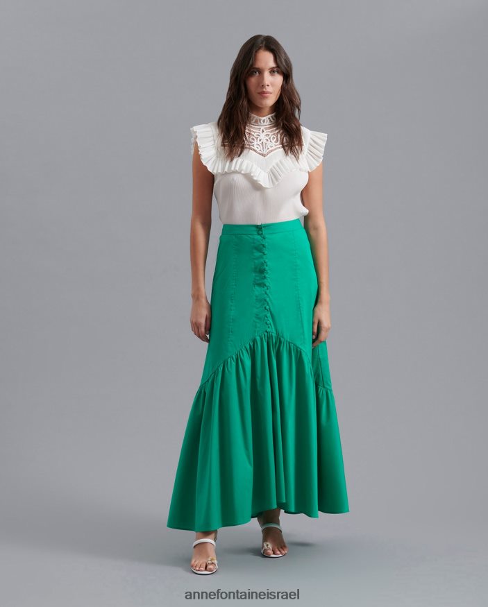 הַלבָּשָׁה Anne Fontaine חולצת velucia חולצה ללא שרוולים עם עיצוב עדין של עבודת גלילה פתוחה לבן נשים DL8V8L235