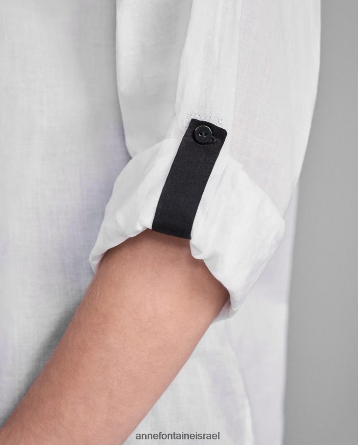 הַלבָּשָׁה Anne Fontaine חולצה גבוהה נמוכה של venisa עם רוכסן קדמי באורך 3/4 לבן נשים DL8V8L210