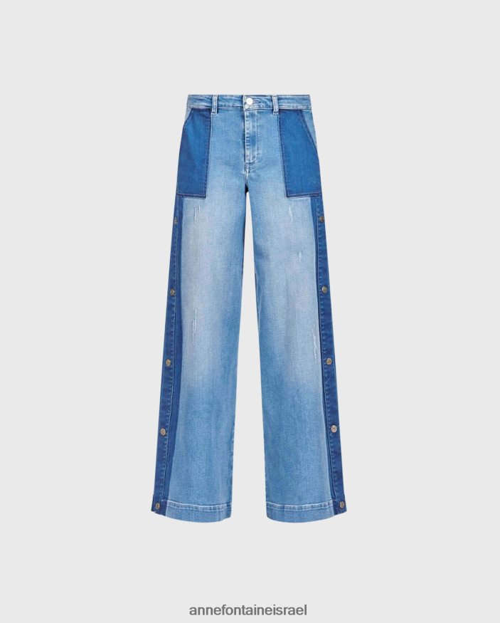 הַלבָּשָׁה Anne Fontaine ג'ינס vesly ג'ינס בגווני ג'ינס רחב רגליים עם פירוט כפתור לחיצה כְּחוֹל נשים DL8V8L326