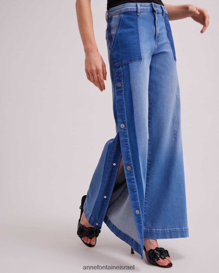 הַלבָּשָׁה Anne Fontaine ג'ינס vesly ג'ינס בגווני ג'ינס רחב רגליים עם פירוט כפתור לחיצה כְּחוֹל נשים DL8V8L326