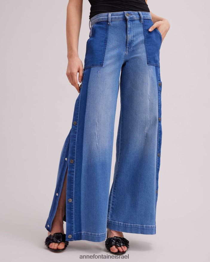 הַלבָּשָׁה Anne Fontaine ג'ינס vesly ג'ינס בגווני ג'ינס רחב רגליים עם פירוט כפתור לחיצה כְּחוֹל נשים DL8V8L326