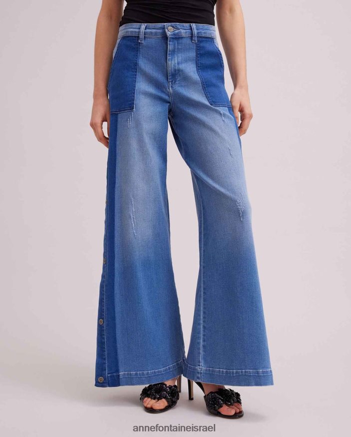 הַלבָּשָׁה Anne Fontaine ג'ינס vesly ג'ינס בגווני ג'ינס רחב רגליים עם פירוט כפתור לחיצה כְּחוֹל נשים DL8V8L326