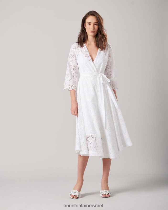 הַלבָּשָׁה Anne Fontaine שמלת vetea רקומה באורך midi לבן נשים DL8V8L94