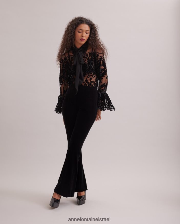 הַלבָּשָׁה Anne Fontaine מכנסיים מתרחבים עם מותניים גבוהים של vic שָׁחוֹר נשים DL8V8L365