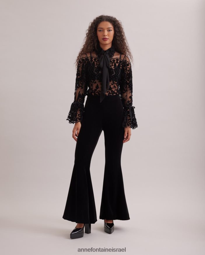 הַלבָּשָׁה Anne Fontaine מכנסיים מתרחבים עם מותניים גבוהים של vic שָׁחוֹר נשים DL8V8L365