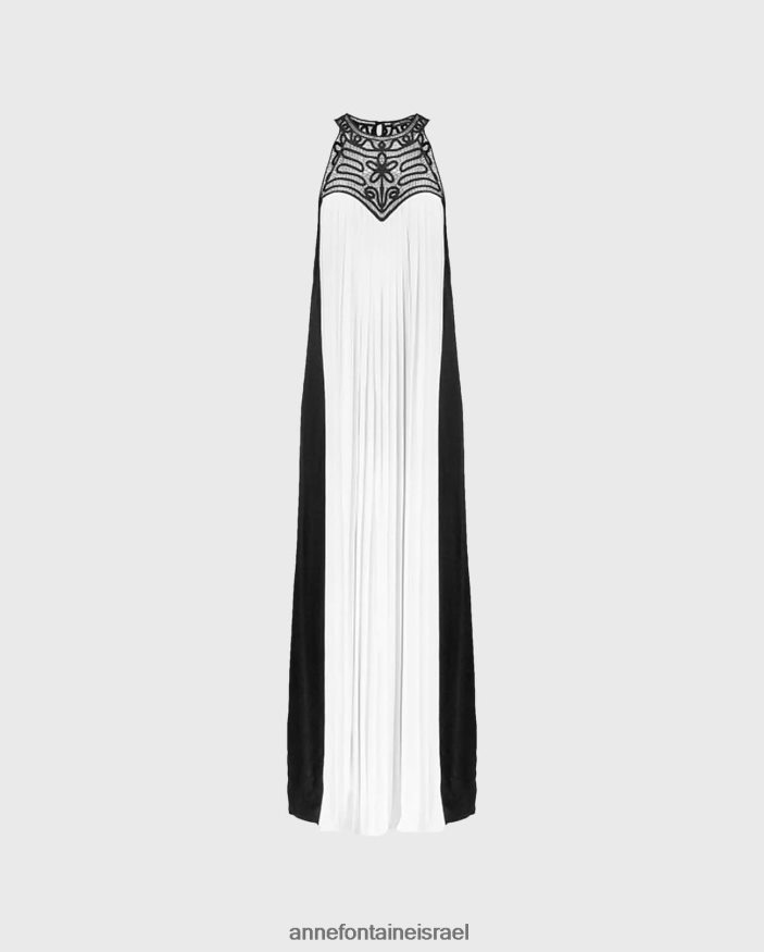 הַלבָּשָׁה Anne Fontaine שמלת volupta שמלת קרפ ללא שרוולים עם פאנל קפלים לבן שחור נשים DL8V8L95