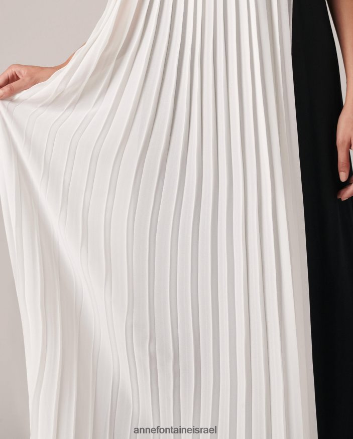 הַלבָּשָׁה Anne Fontaine שמלת volupta שמלת קרפ ללא שרוולים עם פאנל קפלים לבן שחור נשים DL8V8L95