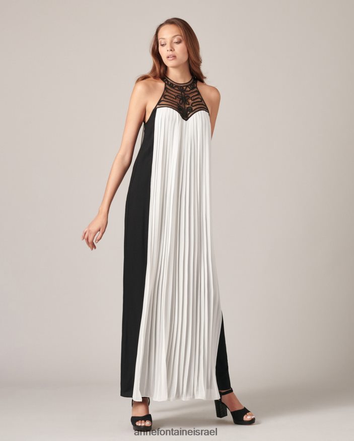 הַלבָּשָׁה Anne Fontaine שמלת volupta שמלת קרפ ללא שרוולים עם פאנל קפלים לבן שחור נשים DL8V8L95