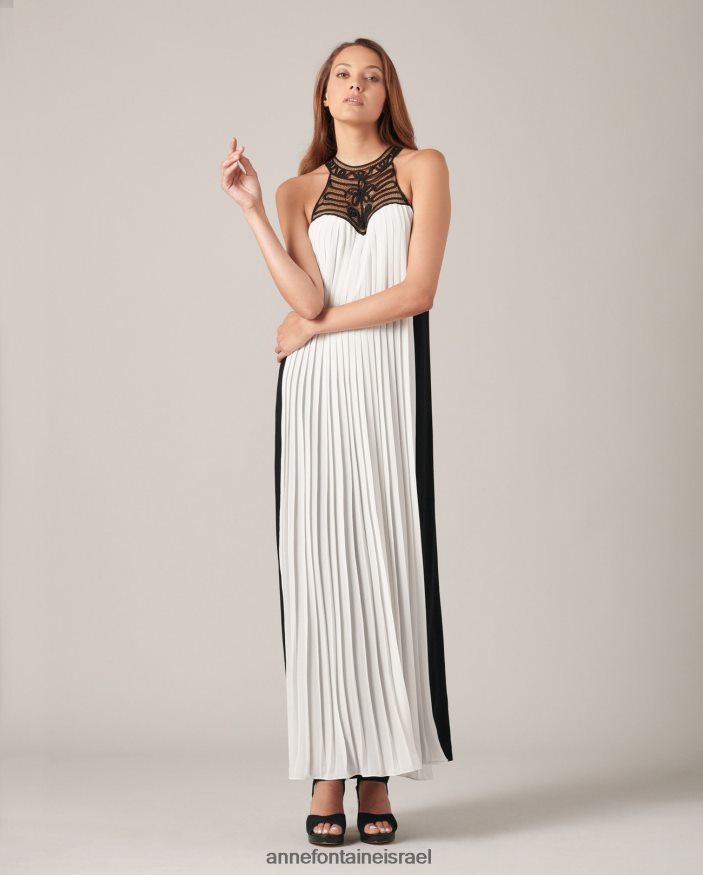 הַלבָּשָׁה Anne Fontaine שמלת volupta שמלת קרפ ללא שרוולים עם פאנל קפלים לבן שחור נשים DL8V8L95