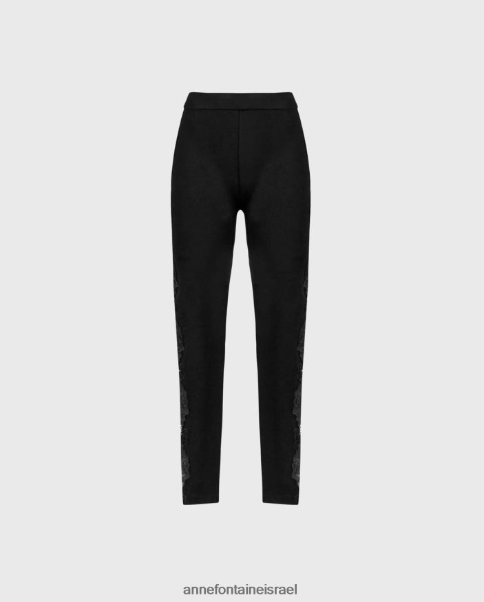הַלבָּשָׁה Anne Fontaine חותלת מכנסיים של vonya באורך מלא עם אפליקציות ורדים אנכיות שָׁחוֹר נשים DL8V8L382