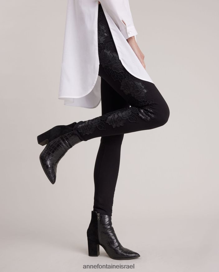 הַלבָּשָׁה Anne Fontaine חותלת מכנסיים של vonya באורך מלא עם אפליקציות ורדים אנכיות שָׁחוֹר נשים DL8V8L382