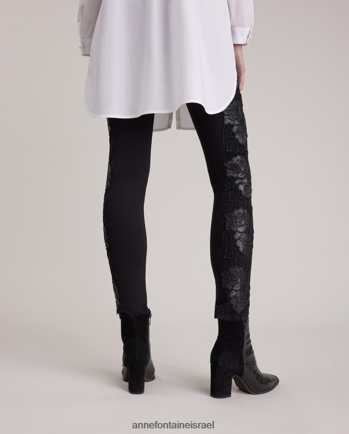 הַלבָּשָׁה Anne Fontaine חותלת מכנסיים של vonya באורך מלא עם אפליקציות ורדים אנכיות שָׁחוֹר נשים DL8V8L382