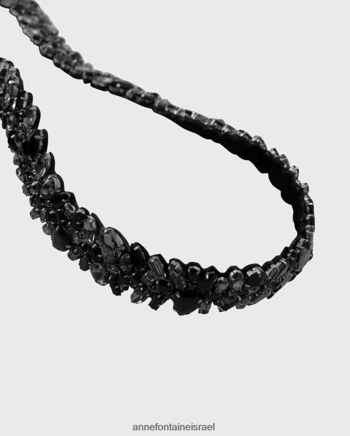 אביזרים Anne Fontaine חגורת wassim עם ואבנים כסף שחור נשים DL8V8L669