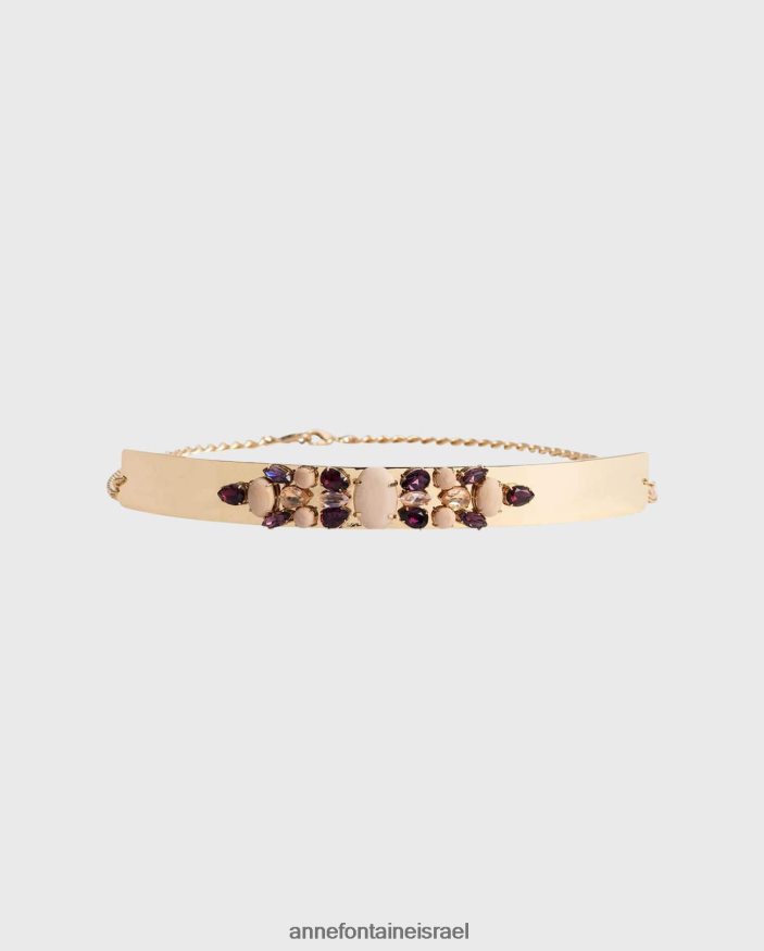 אביזרים Anne Fontaine חגורת woel חגורה מתכתית מעוטרת באבנים זהב נשים DL8V8L651